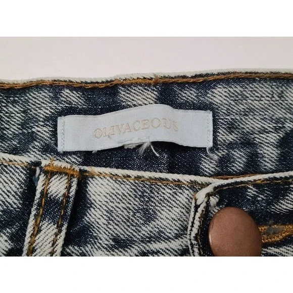 Olivaceous Womens Cut Off Distressed Mid-Rise Shorts Blue Cotton Denim Size L - Picture 4 of 6